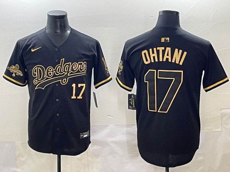 Men 2025 Los Angeles Dodgers #17 Ohtani Black Gold Five generations Nike MLB Jersey style 9->los angeles dodgers->MLB Jersey